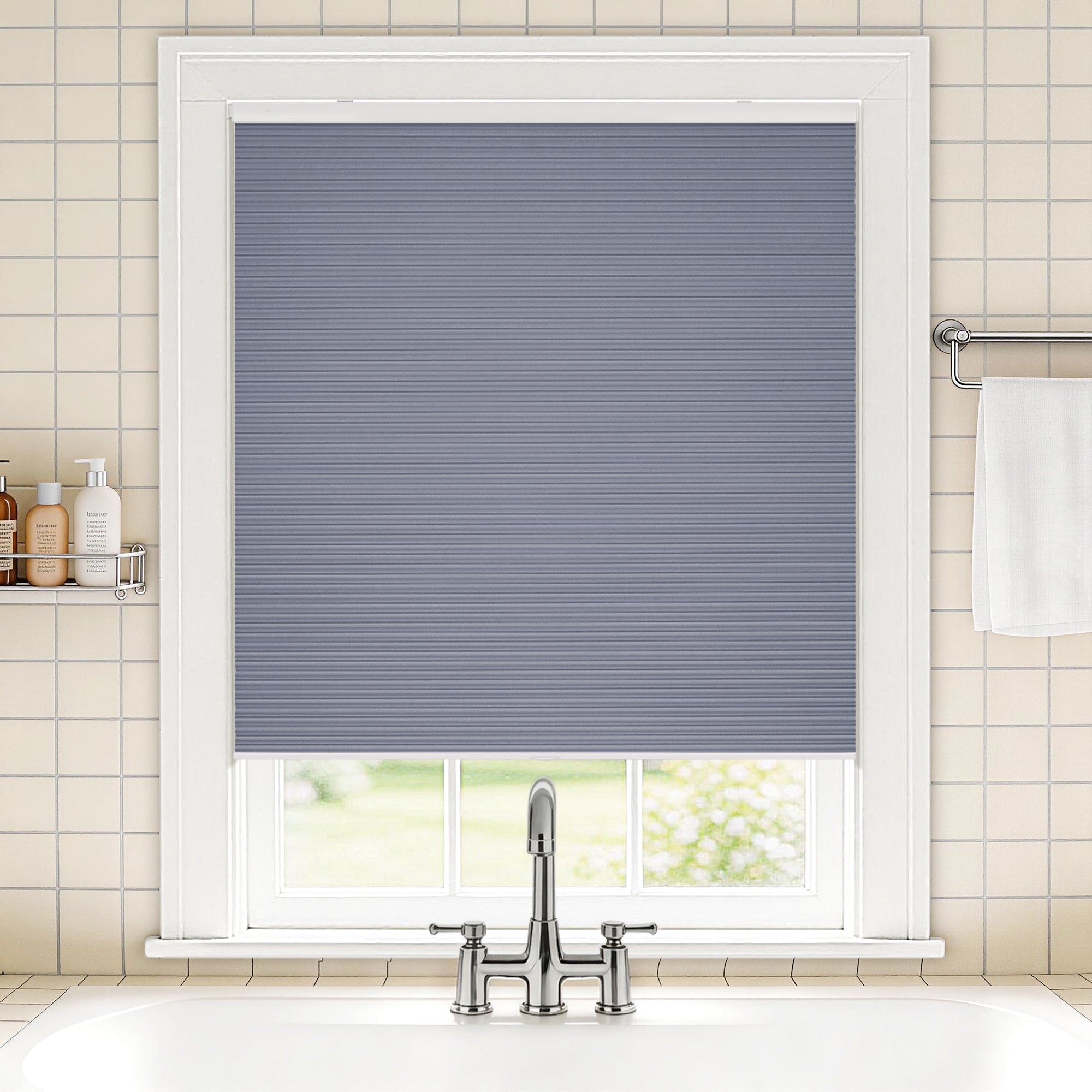 no drill waterproof cordless blackout cellular shades-color-folkstone gray