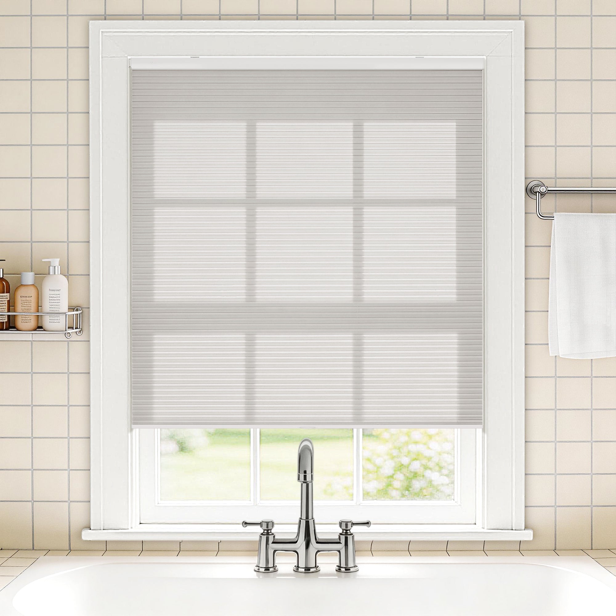 no drill waterproof cordless light filtering cellular shades-color-light gray