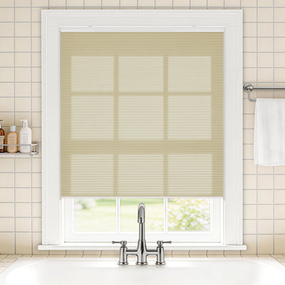 no drill waterproof cordless light filtering cellular shades-color-pale khaki