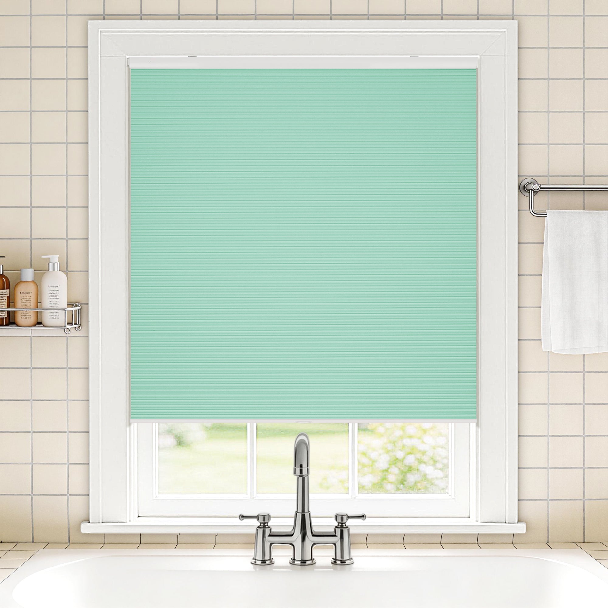no drill waterproof cordless blackout cellular shades-color-aruba blue