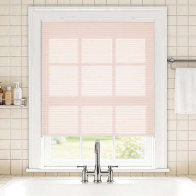no drill waterproof cordless light filtering cellular shades-color-barely pink