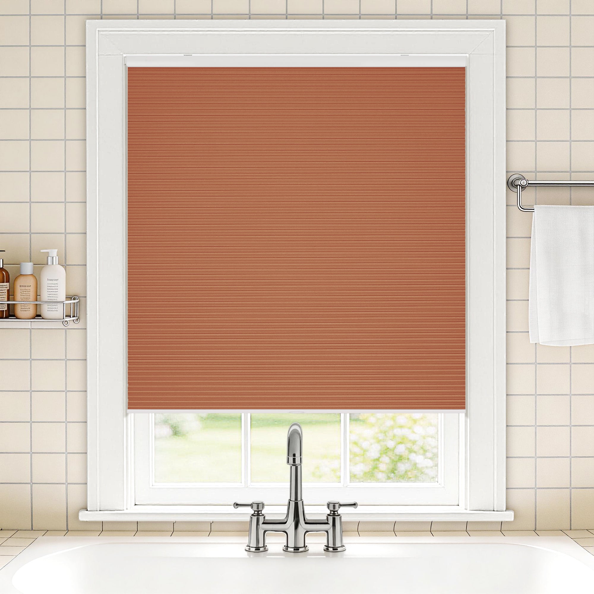 no drill waterproof cordless blackout cellular shades-color-bruschetta