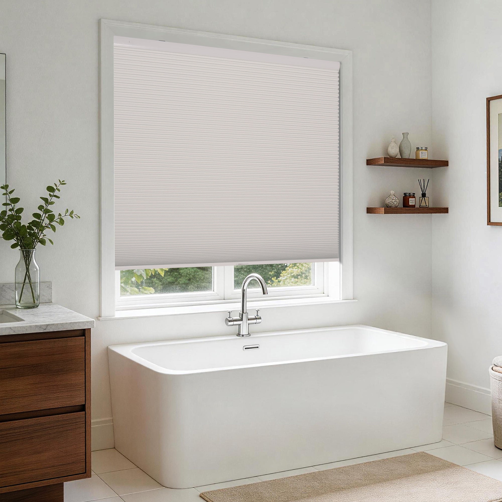no drilll waterproof cellular shades blackout blinds providing privacy and thermal insulation for bathroom | hestia blinds