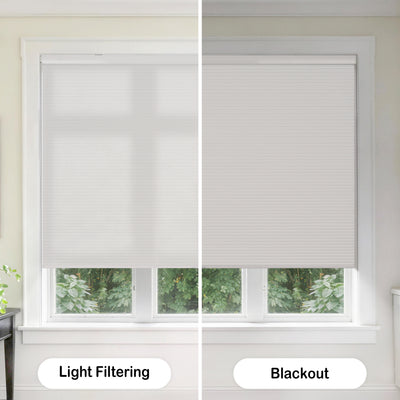 no drilll waterproof cellular shades light filtering vs blackout version | hestia blinds