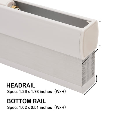 no drilll waterproof cellular shades headrail dimensions | hestia blinds