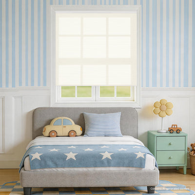 kid's room no drill cordless cellular shades that filters natural light into a baby's room | hestia blinds