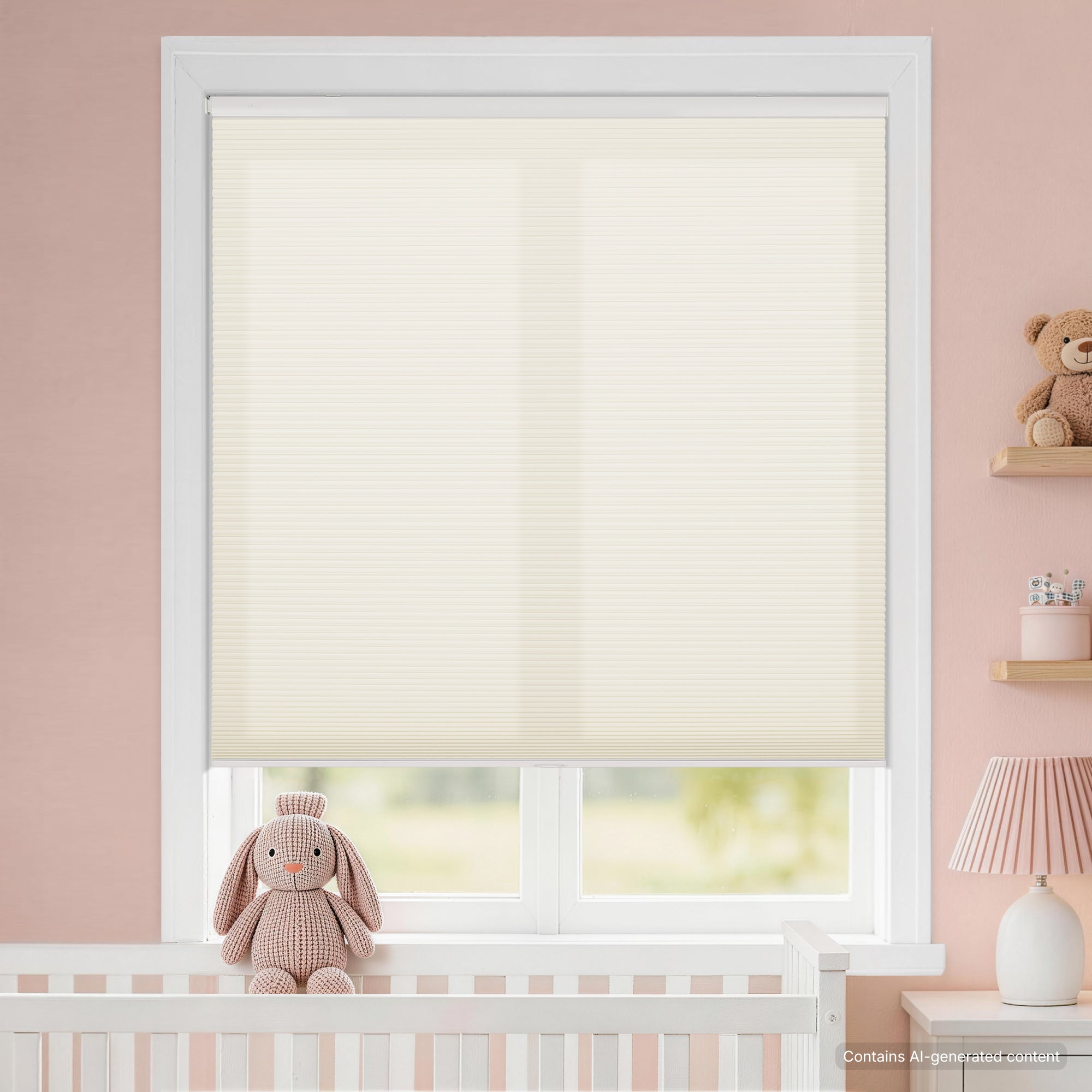kids room no drill waterproof cordless light filtering cellular shades-color-vanilla ice