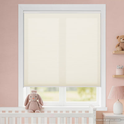 kids room no drill waterproof cordless light filtering cellular shades-color-vanilla ice