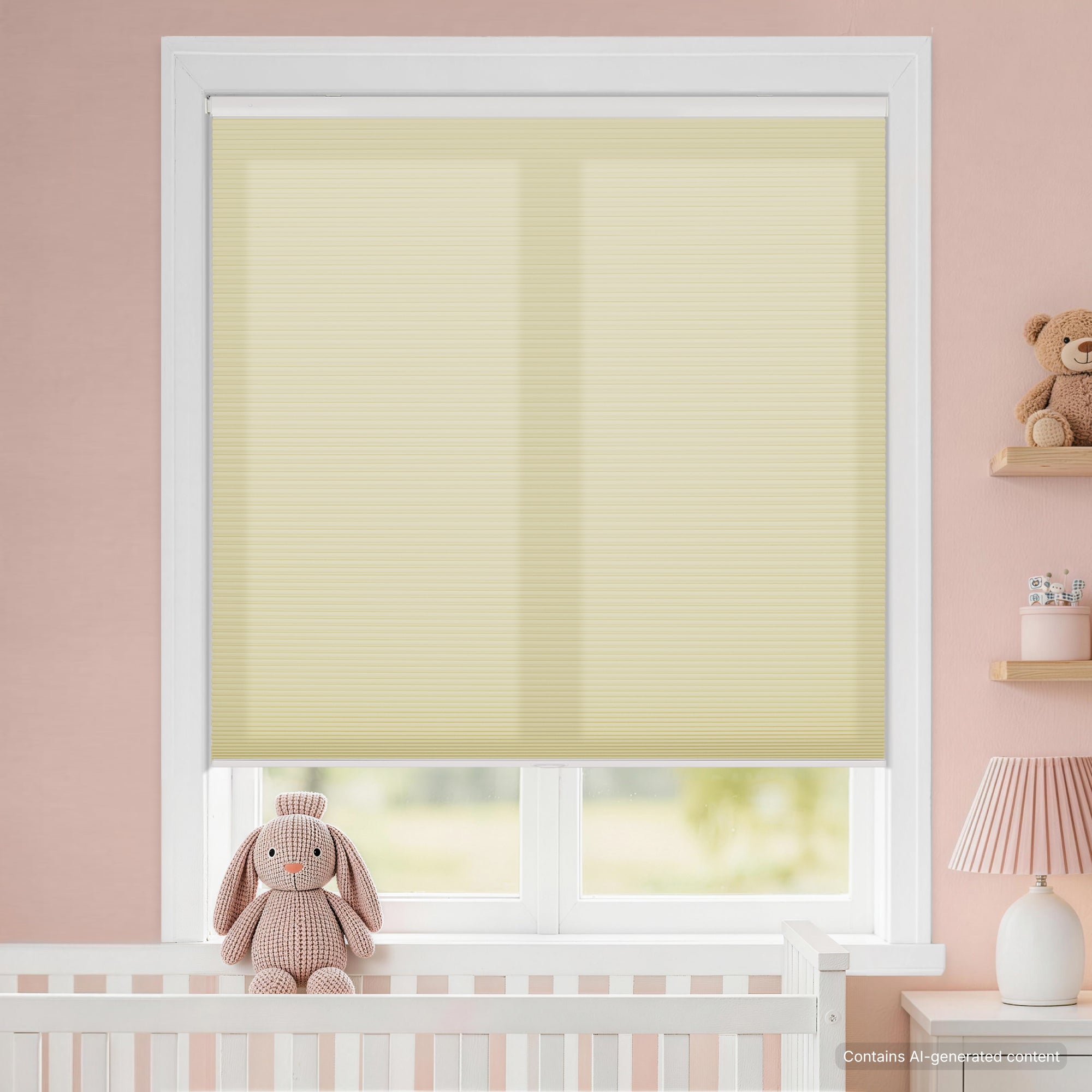 kids room no drill waterproof cordless light filtering cellular shades-color-bone white