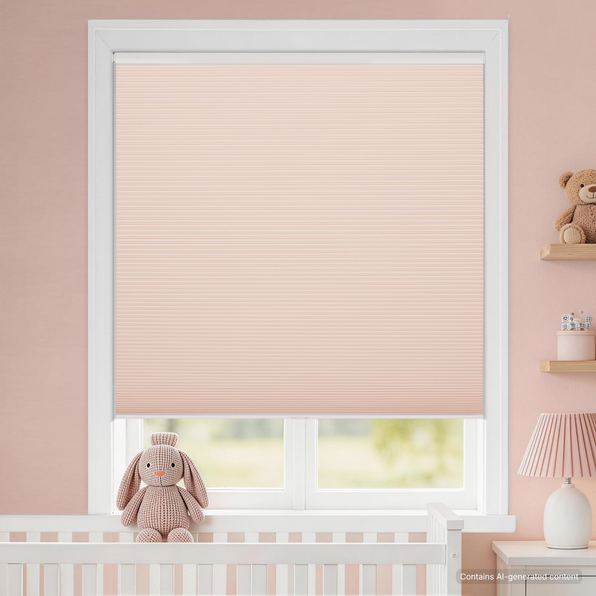 kids room no drill waterproof cordless blackout cellular shades-color-barely pink