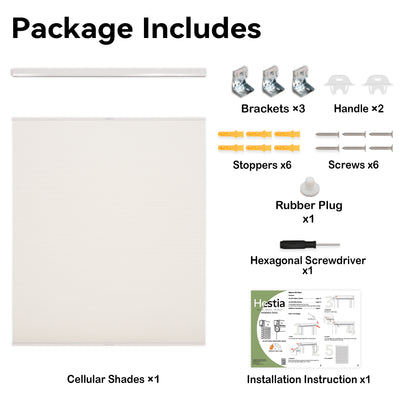 no drill top down bottom up cellular shades package checklist | hestia blinds