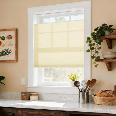 no drill top down bottom up cellular shades cordless light filtering window shades in kitchen | hestia blinds