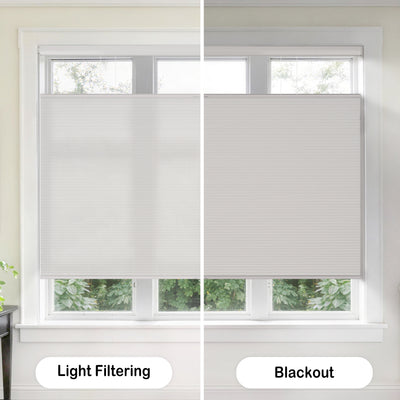 no drill top down bottom up cellular shades white honeycomb blinds light filtering vs blackout version for indoor windows | hestia blinds