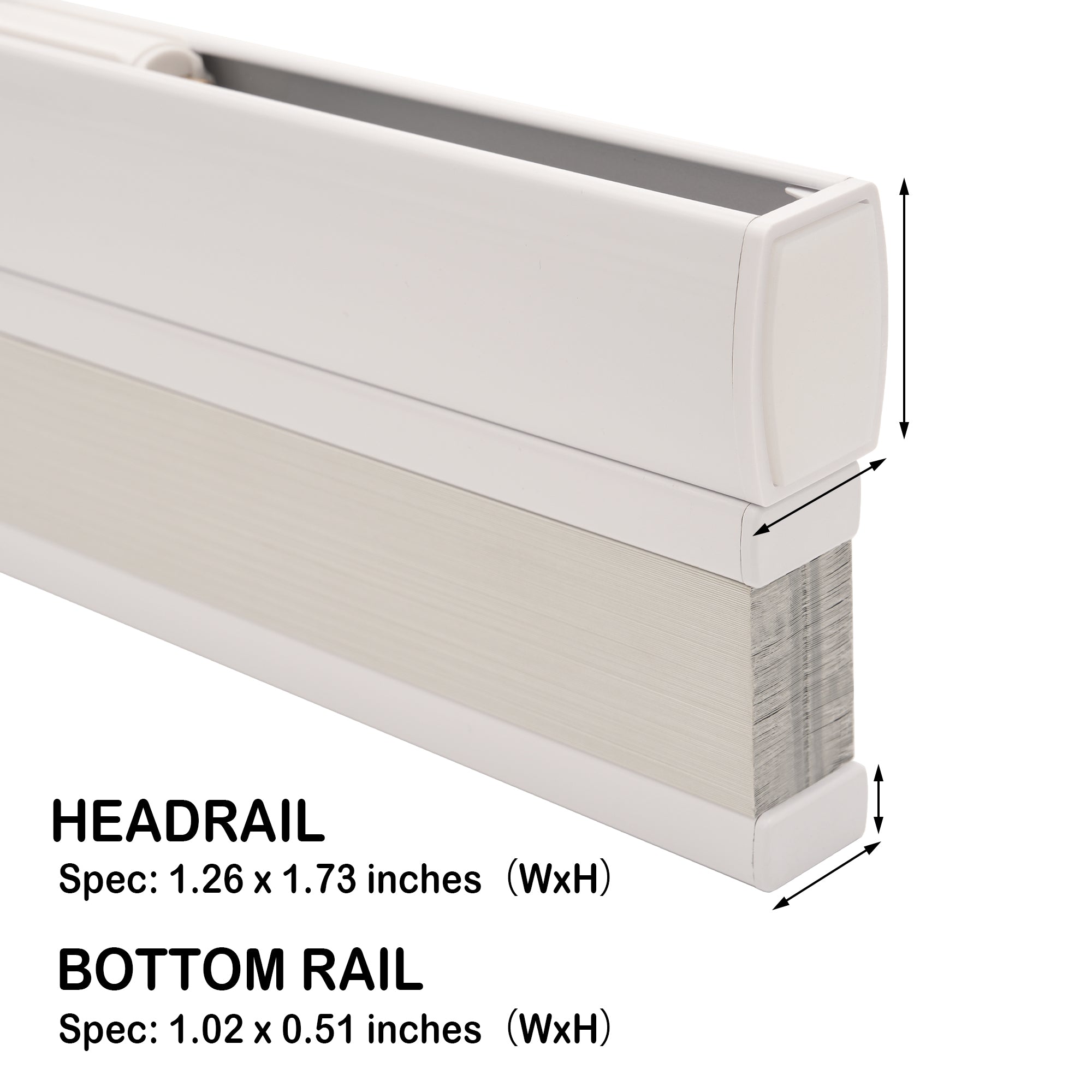 no drill top down bottom up cellular shades headrail dimensions | hestia blinds