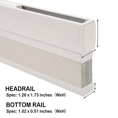 no drill top down bottom up cellular shades headrail dimensions | hestia blinds