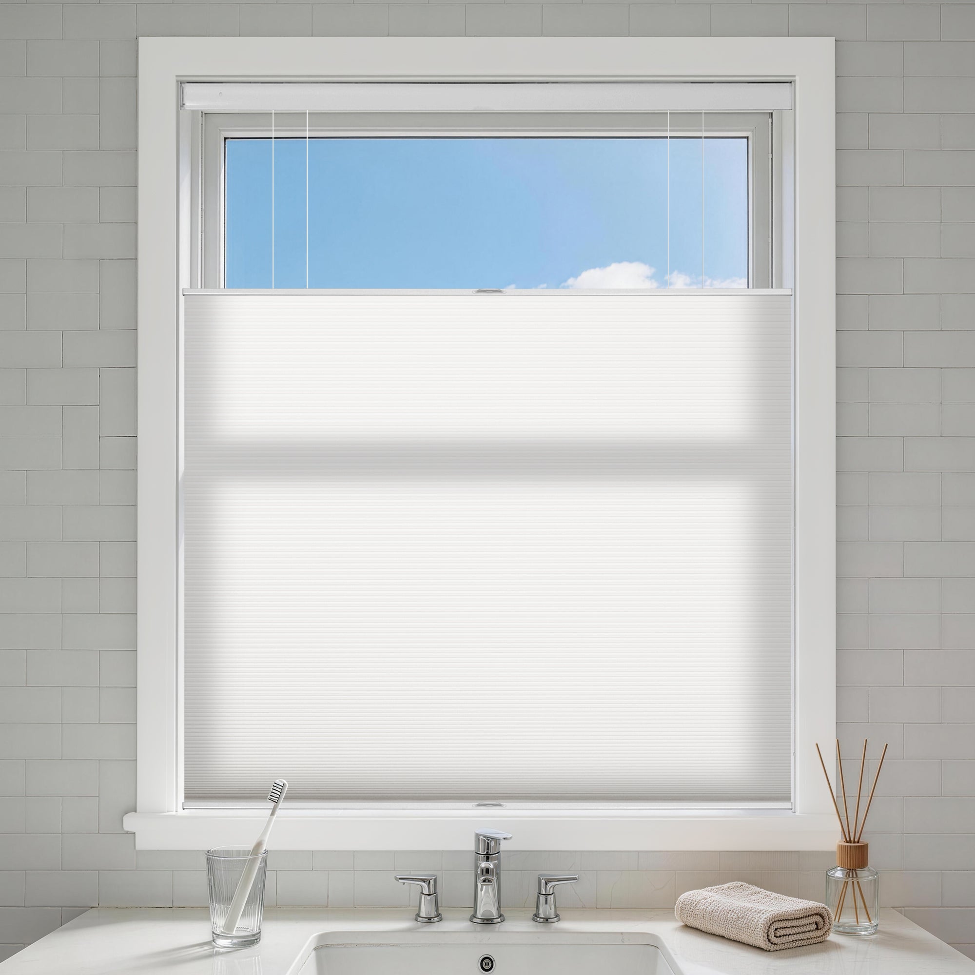 no drill top down bottom up cellular shades light filtering-color-brilliant white