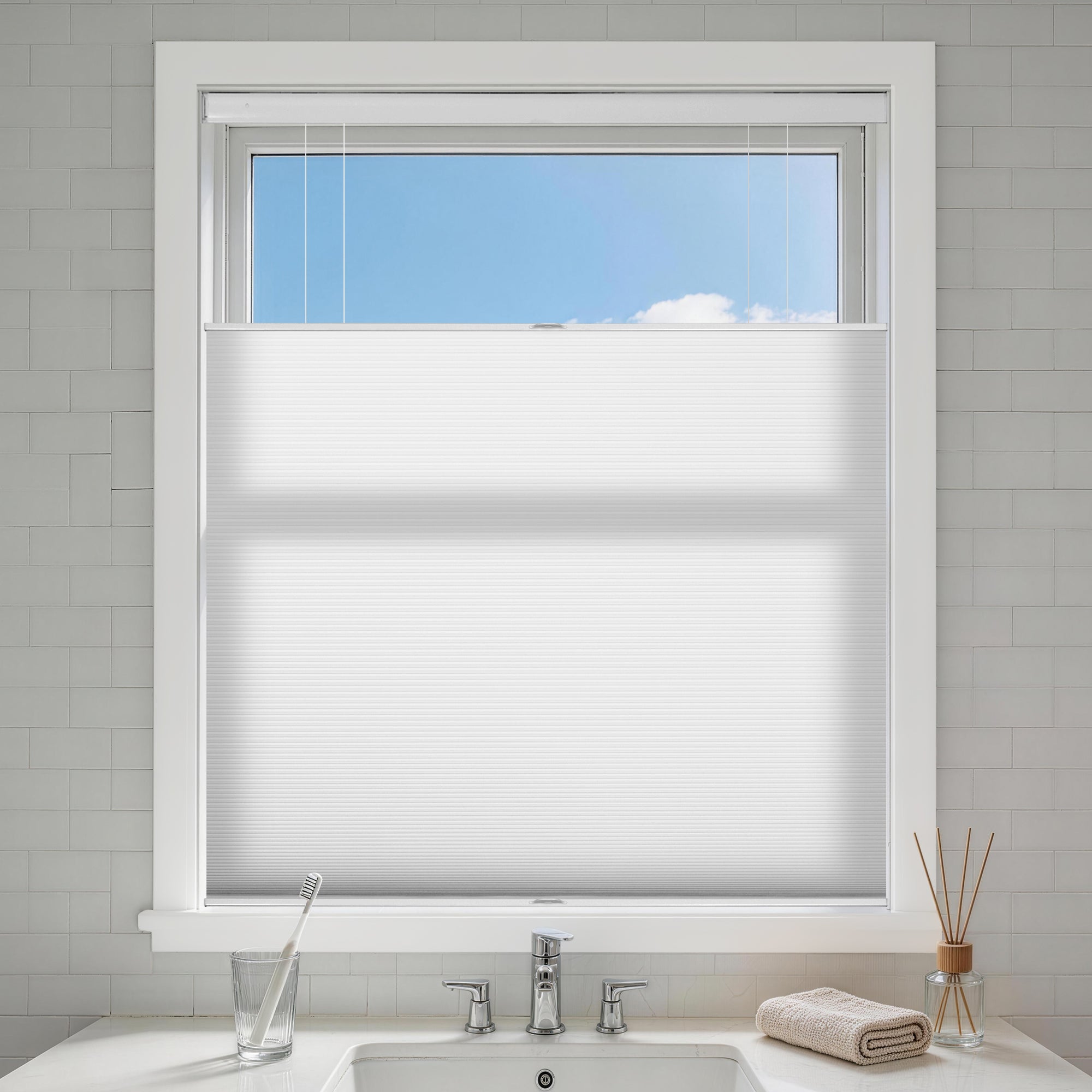 no drill top down bottom up cellular shades light filtering-color-lucent white