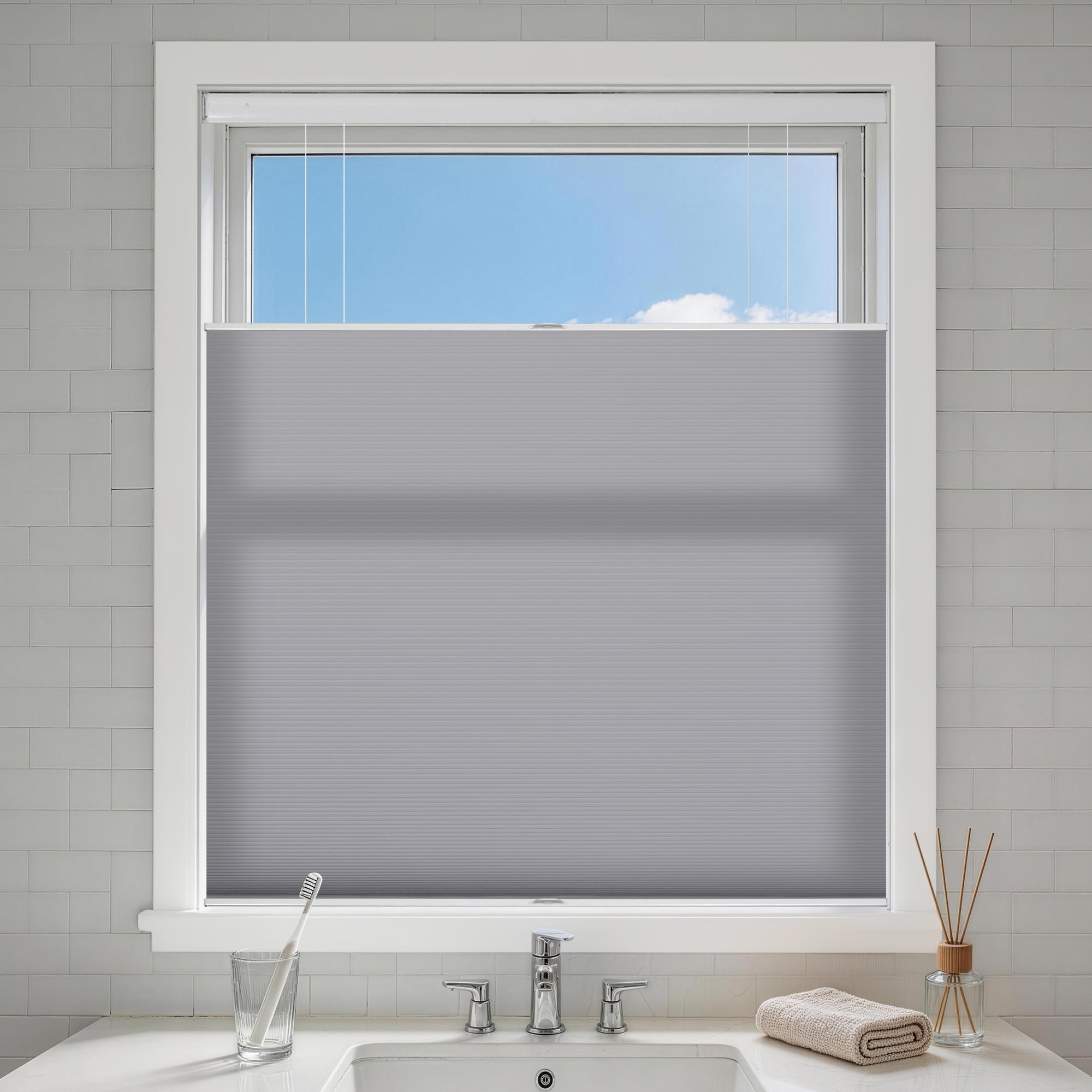 no drill top down bottom up cellular shades light filtering-color-minimalist gray