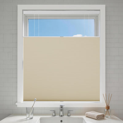 no drill top down bottom up cellular shades blackout-color-pale khaki