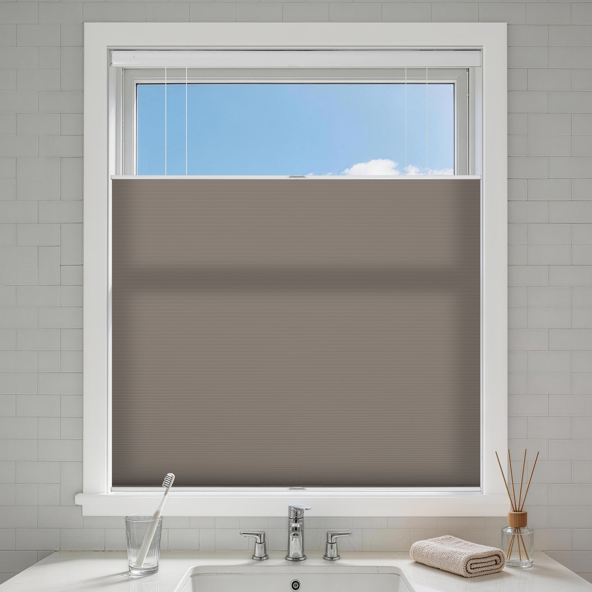 no drill top down bottom up cellular shades light filtering-color-driftwood