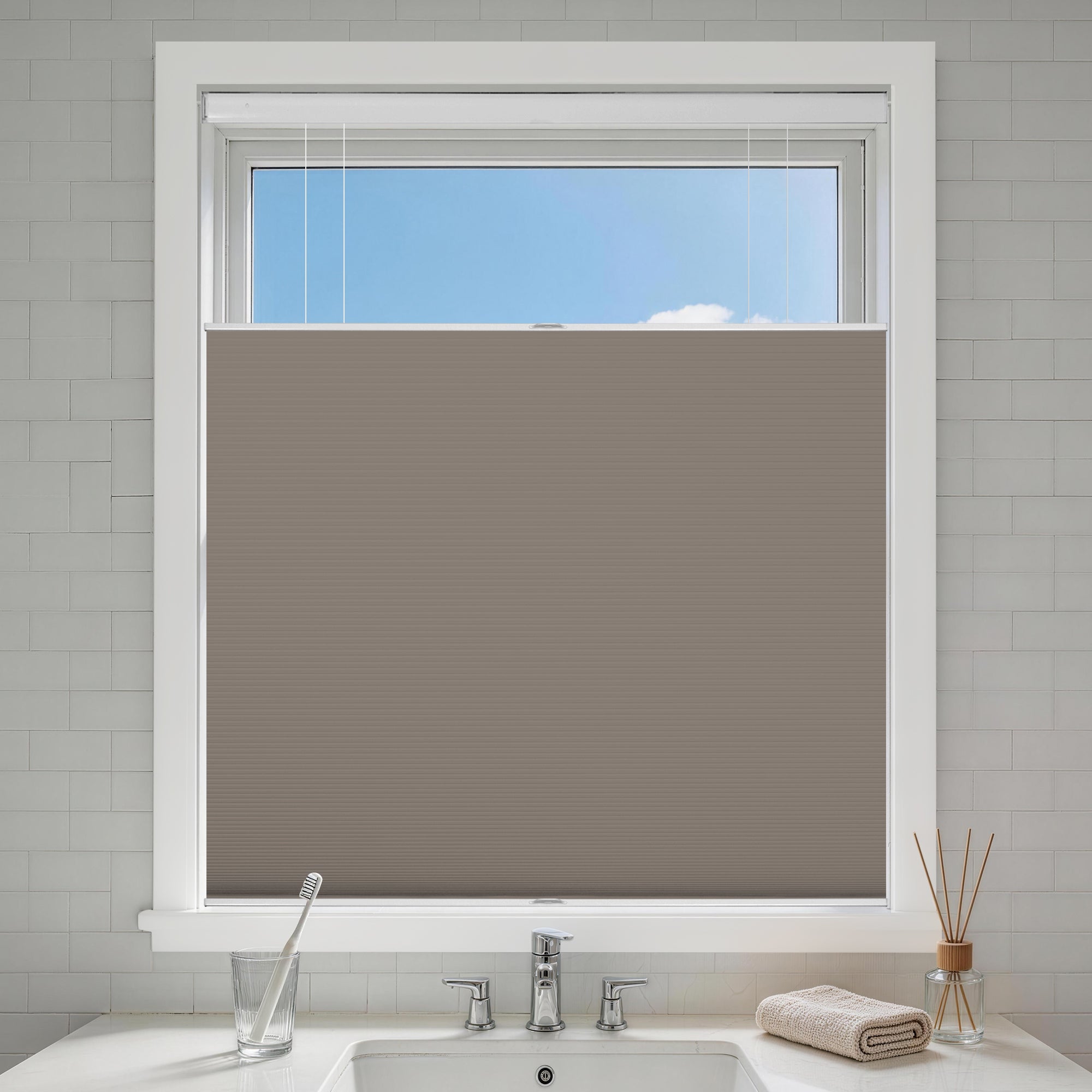 no drill top down bottom up cellular shades blackout-color-driftwood