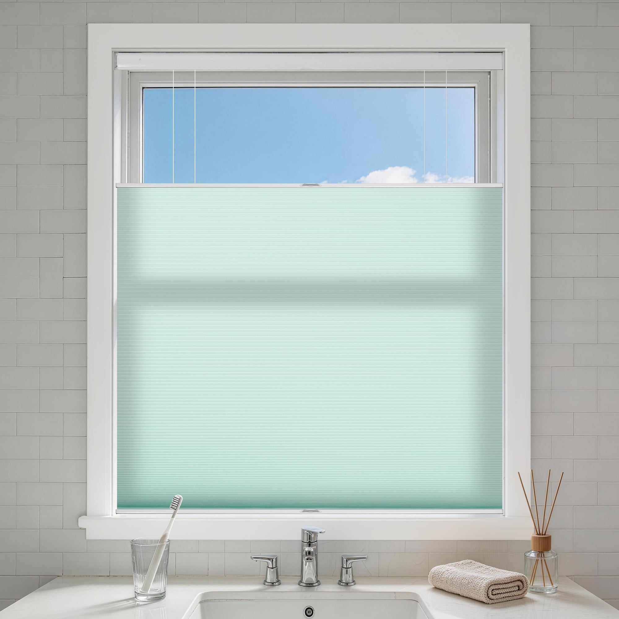 no drill top down bottom up cellular shades light filtering-color-aruba blue