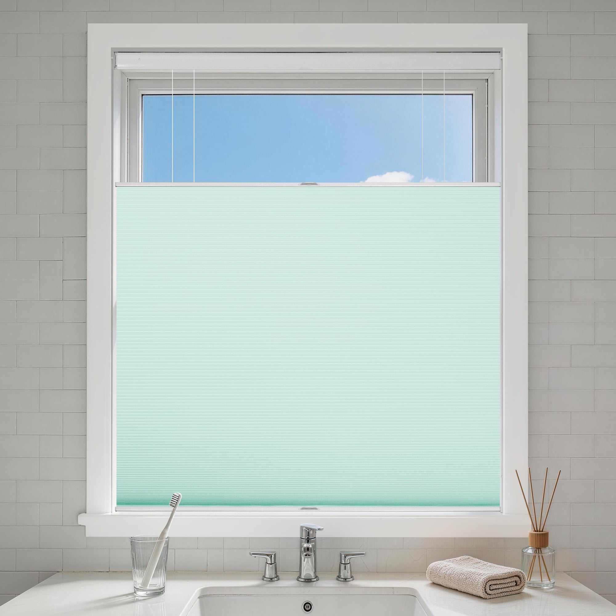 no drill top down bottom up cellular shades blackout-color-aruba blue