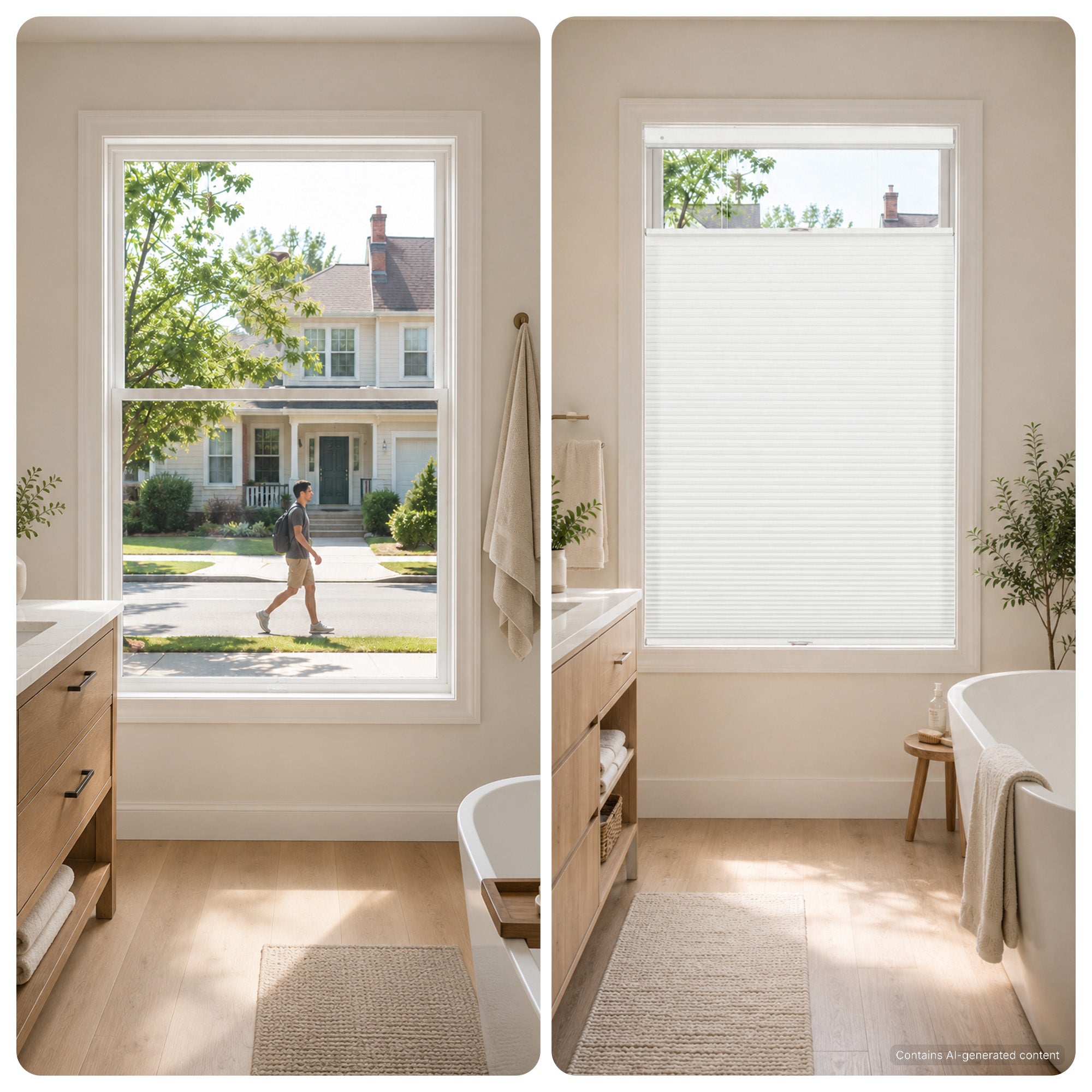 blackout privacy waterproof top down bottom up cellular shades for bathroom window  | hestia blinds