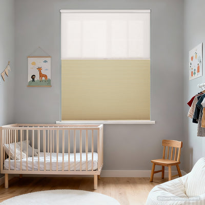 no drill day and night cellular shades cordless two-on-one honeycomb shades providing safety, temperature control and noise reduction for a kid's room | hestia blinds