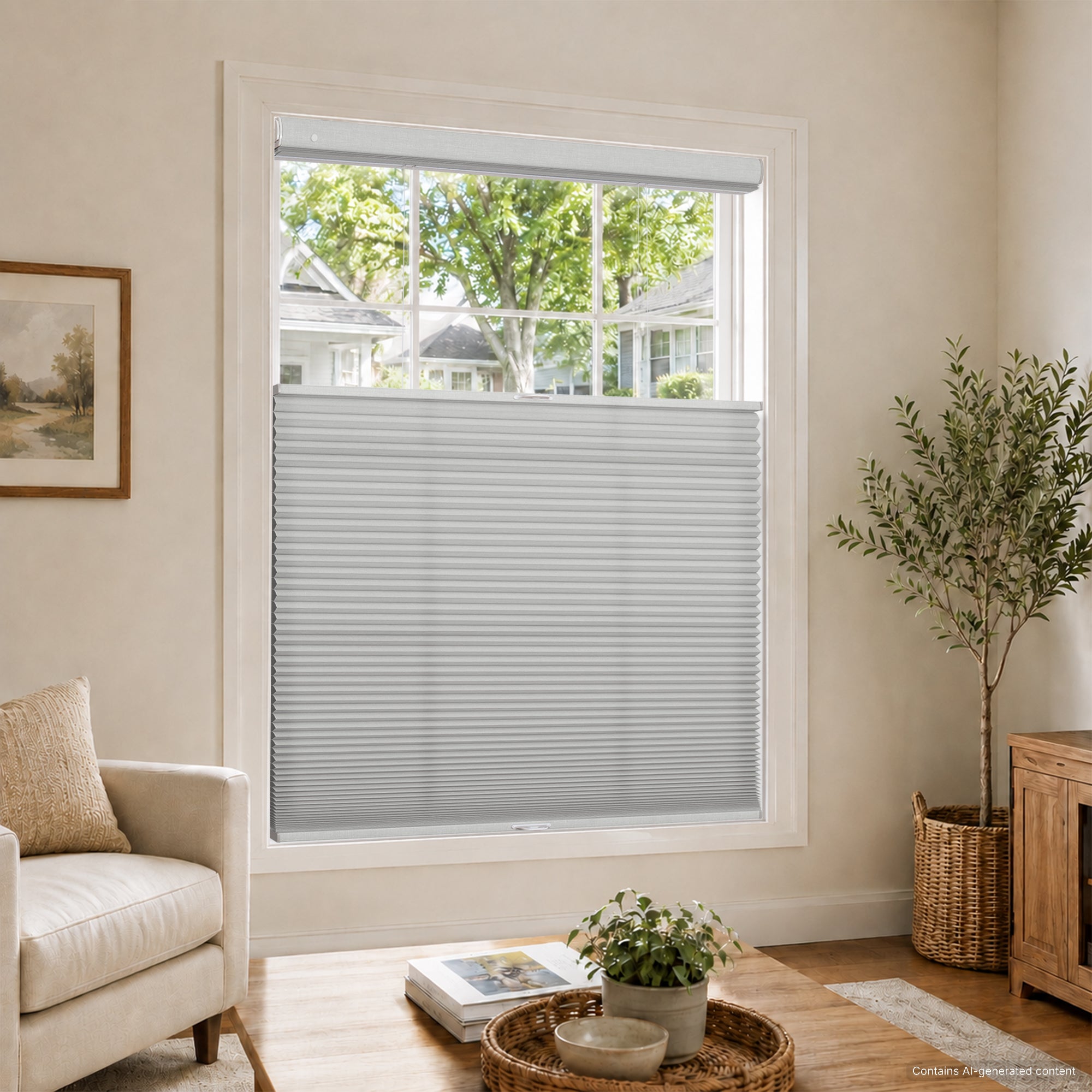 no drill large cell cordless top down bottom up cellular shades for living room | hestia blinds