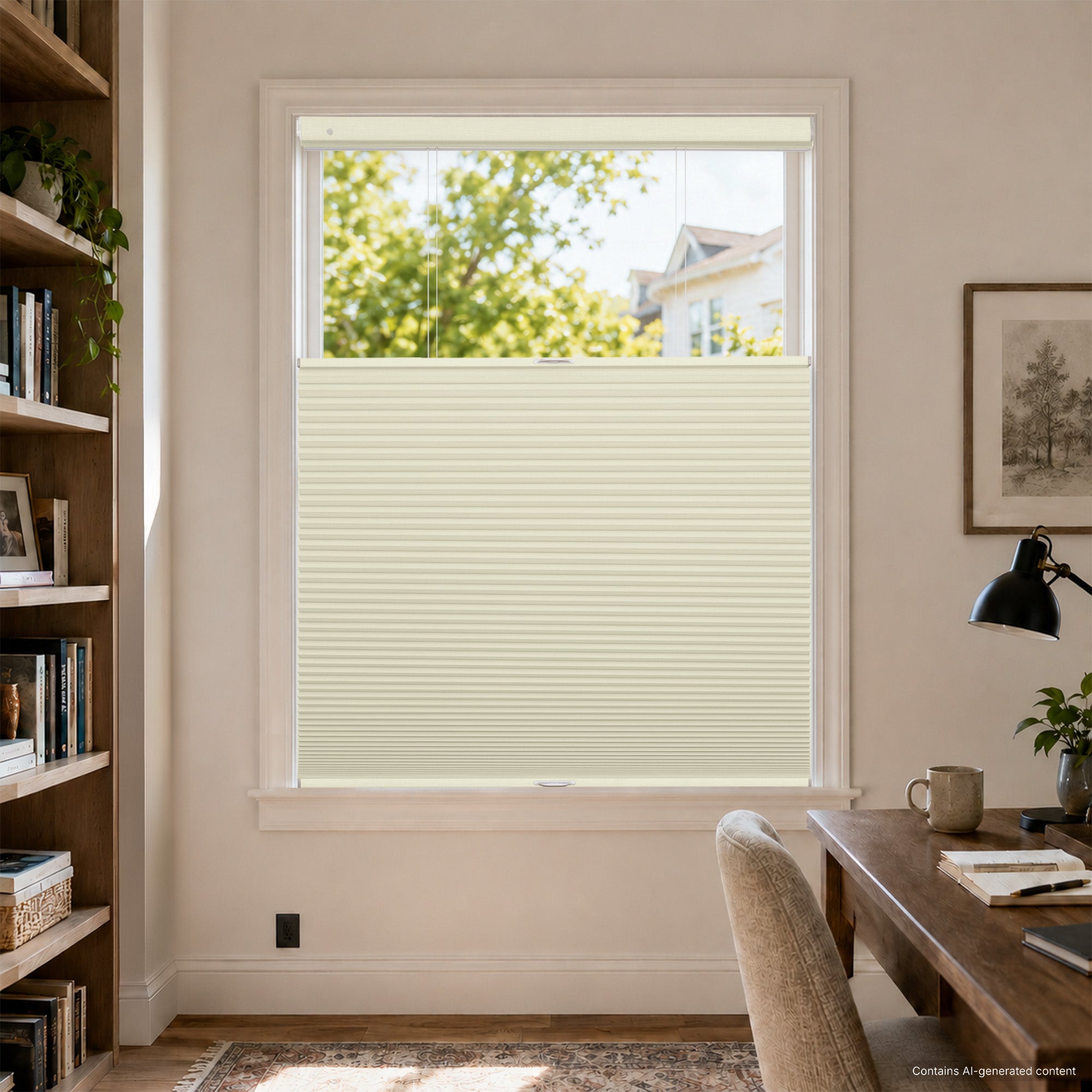 no drill large cell cordless top down bottom up cellular shades for home office | hestia blinds