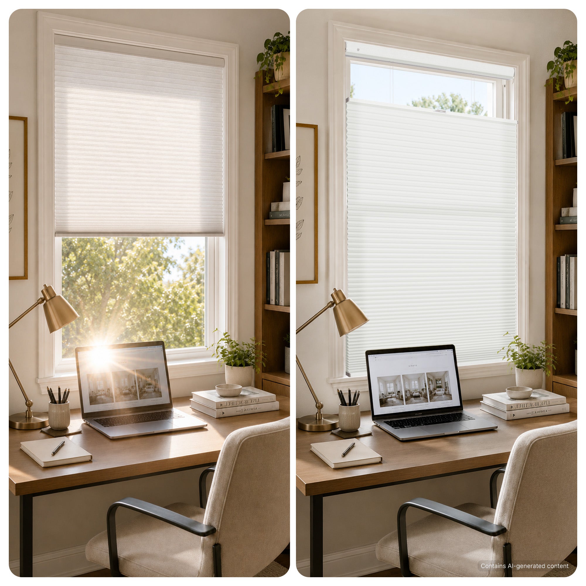 no drill cordless top down bottom up large cell cellular shades for home office | hestia blinds