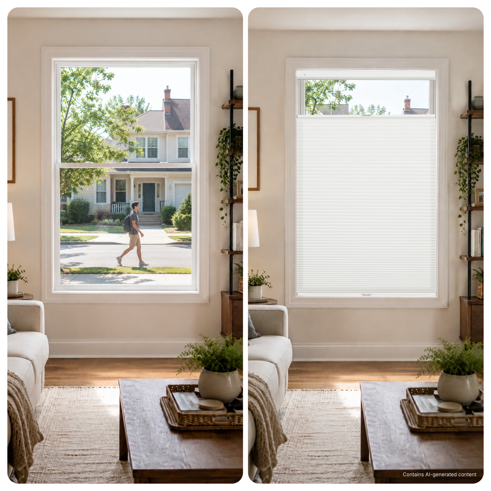 no drill cordless top down bottom up large cell cellular shades for living room | hestia blinds