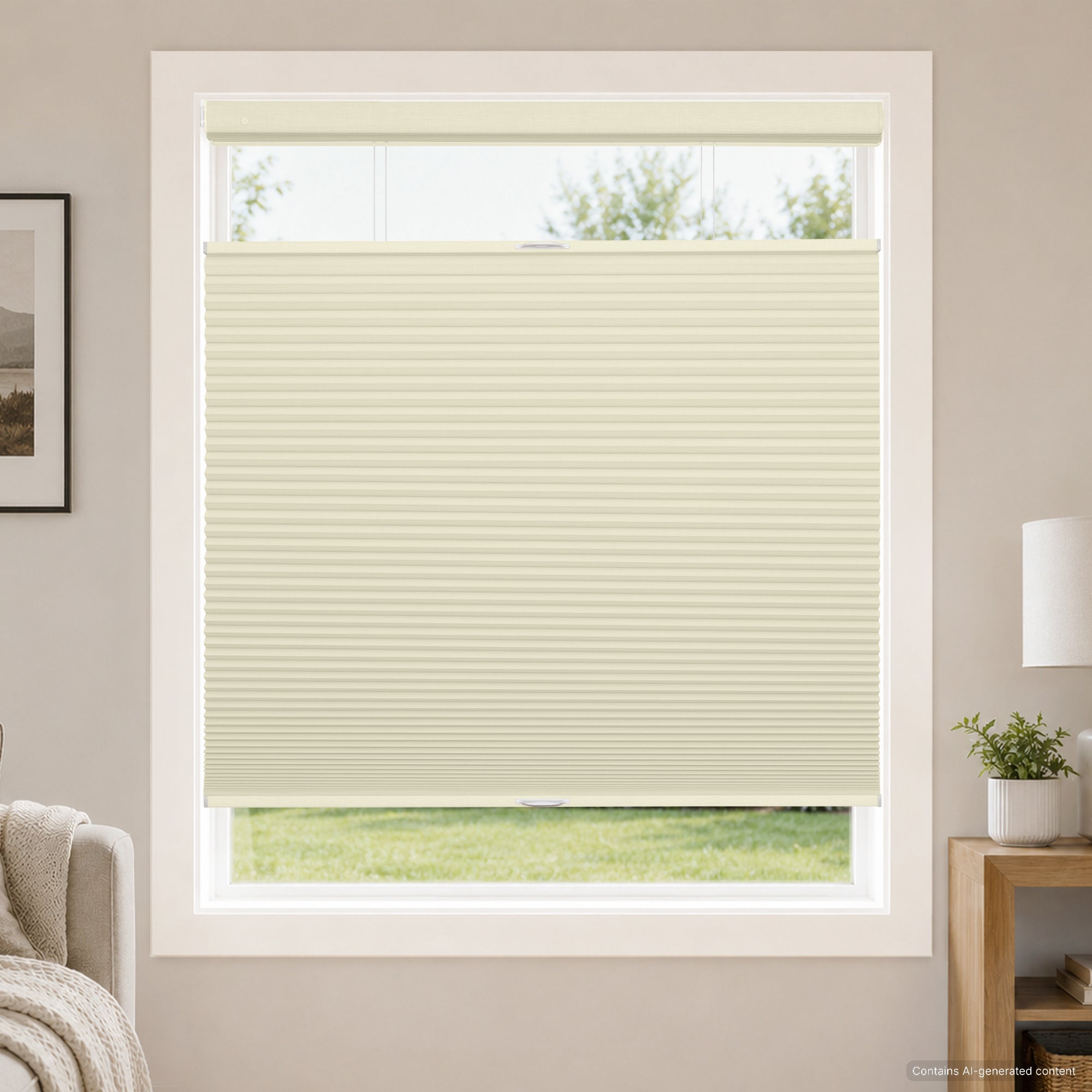 no drill large cell cordless top down bottom up cellular shades for home office-blackout-color-beige