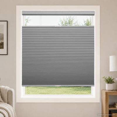 no drill large cell cordless top down bottom up cellular shades for home office-blackout-color-charcoal gray