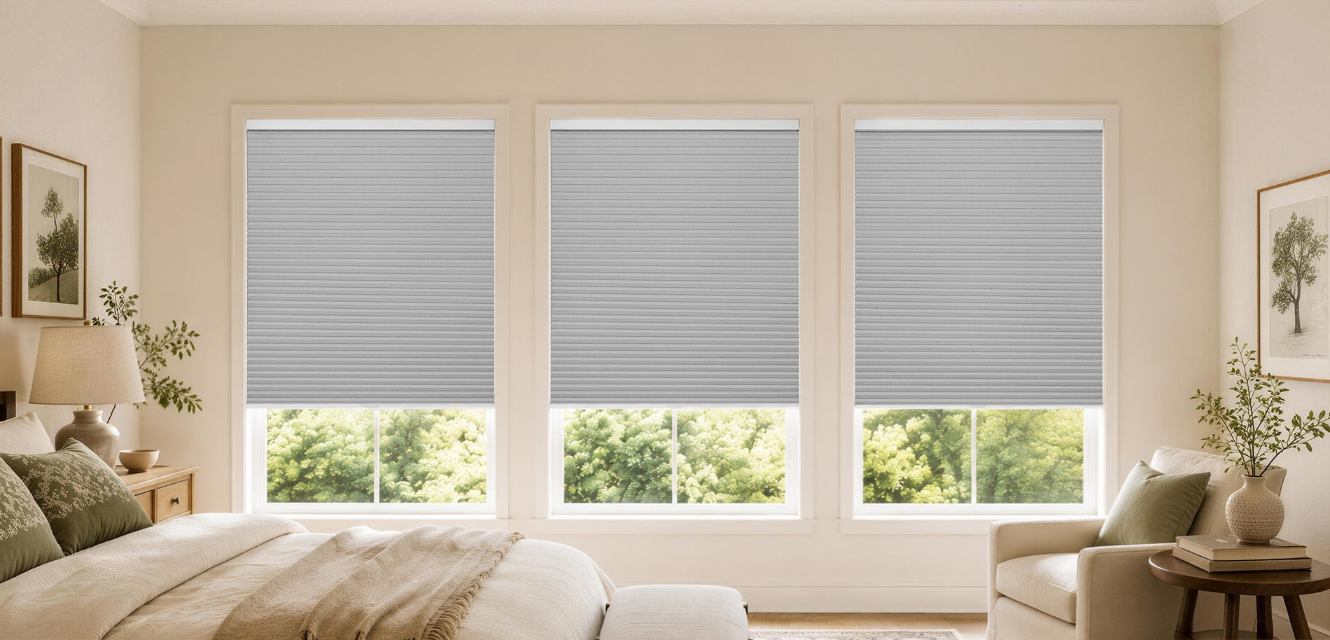 insulated large cell honeycomb shades for bedroom | hestia blinds