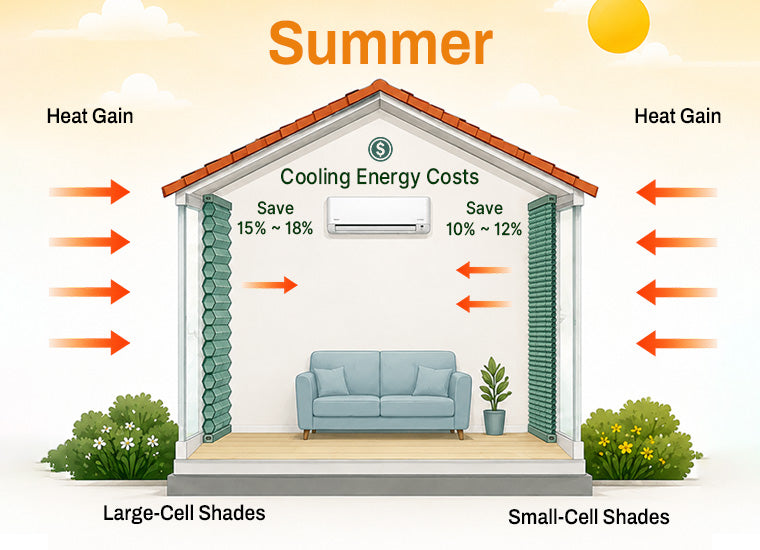 thermal insulation performance comparison between small and large cells in summer | hestia blinds