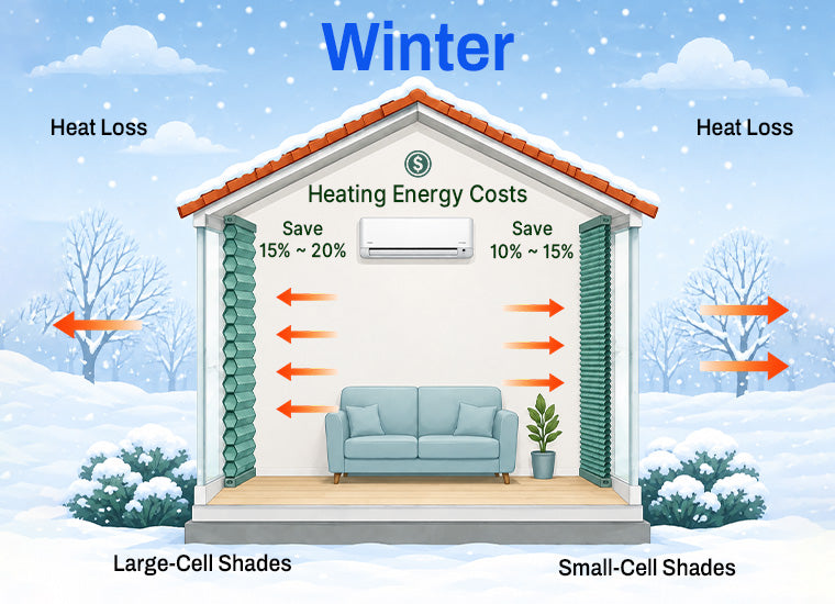 thermal insulation performance comparison between small and large cells in winter | hestia blinds