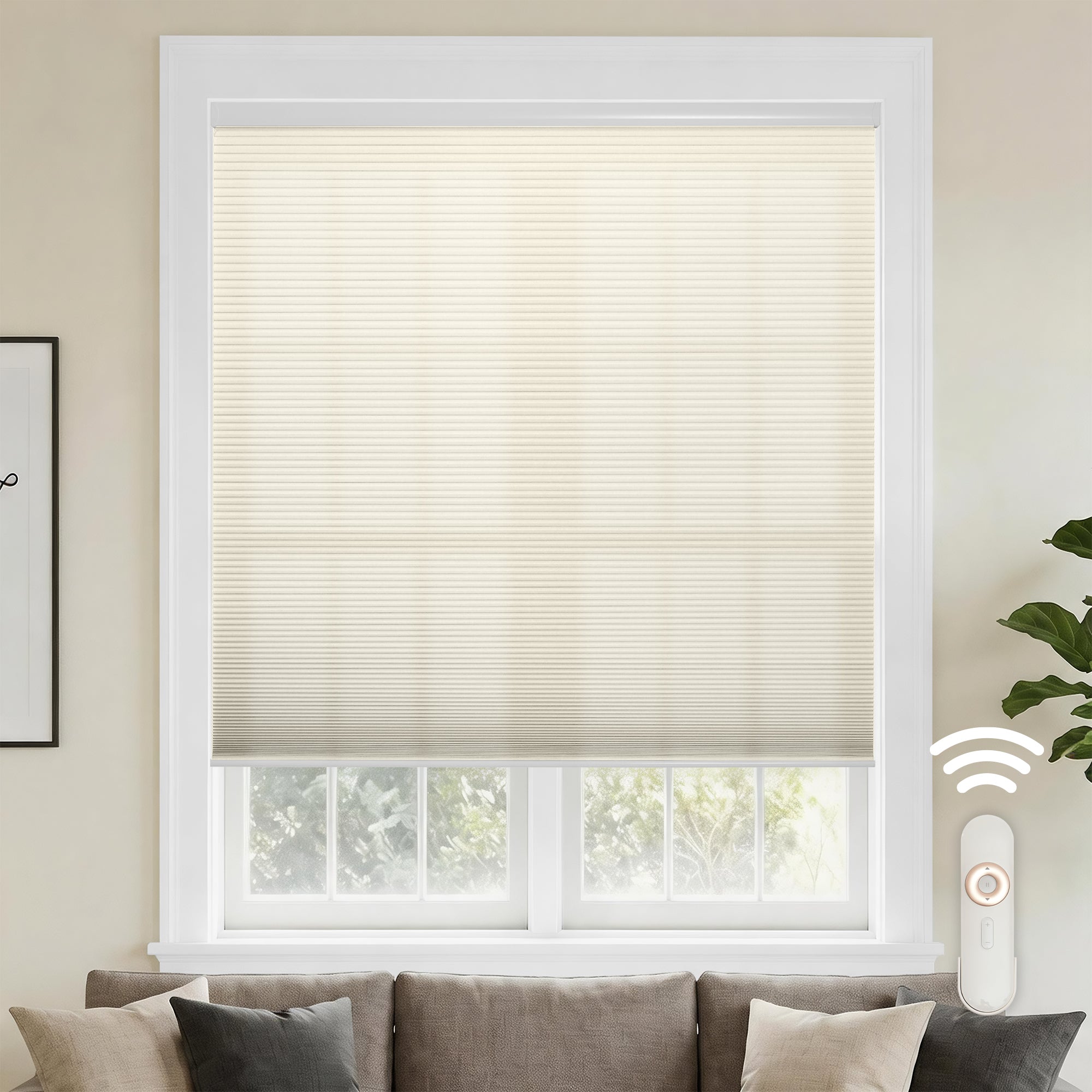 motorized cellular shades-light filtering-color-vanilla ice