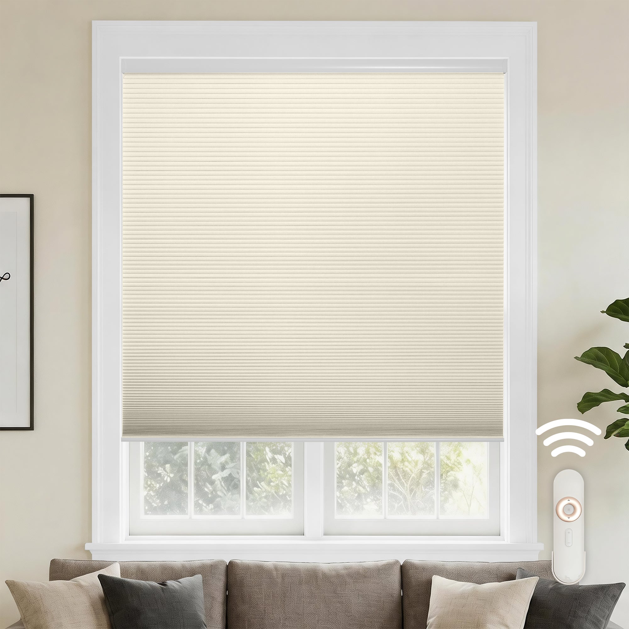 motorized cellular shades-blackout-color-vanilla ice