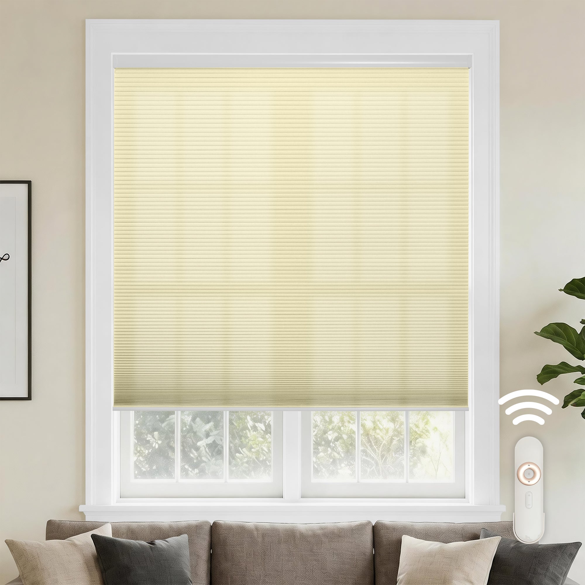 motorized cellular shades-light filtering-color-bone white