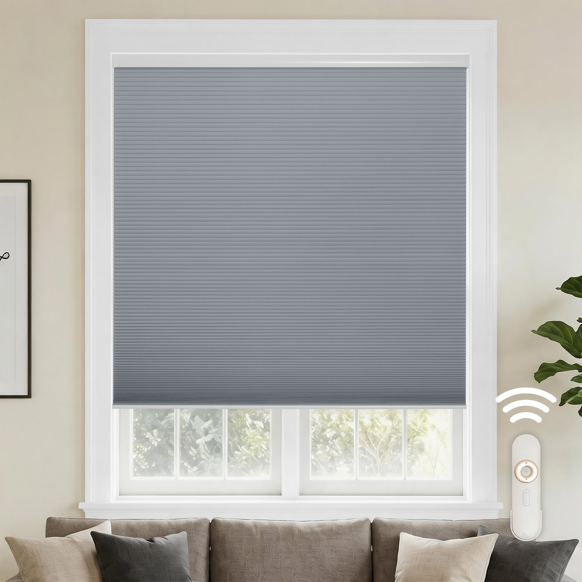 motorized cellular shades-blackout-color-blue gray