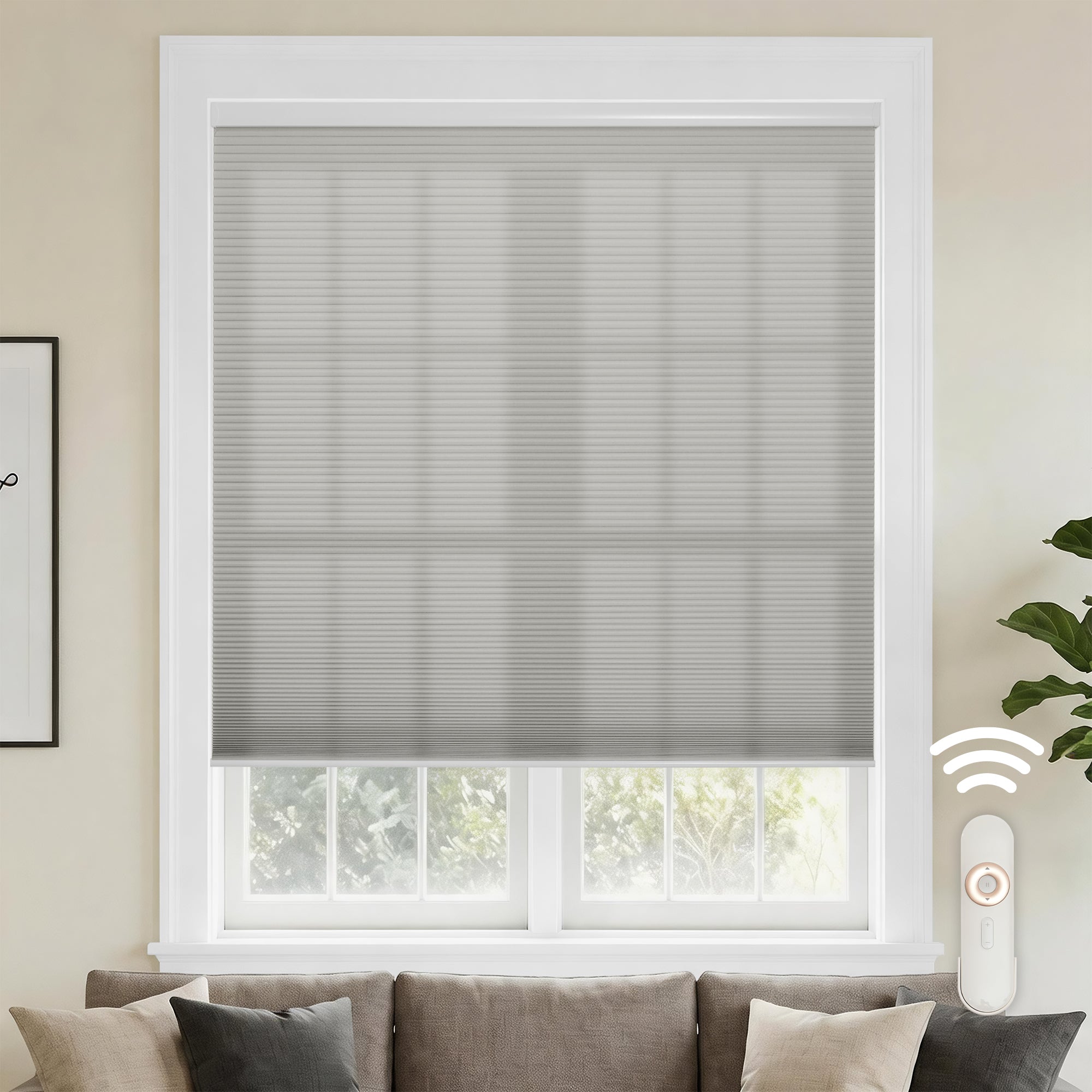 motorized cellular shades-light filtering-color-light gray
