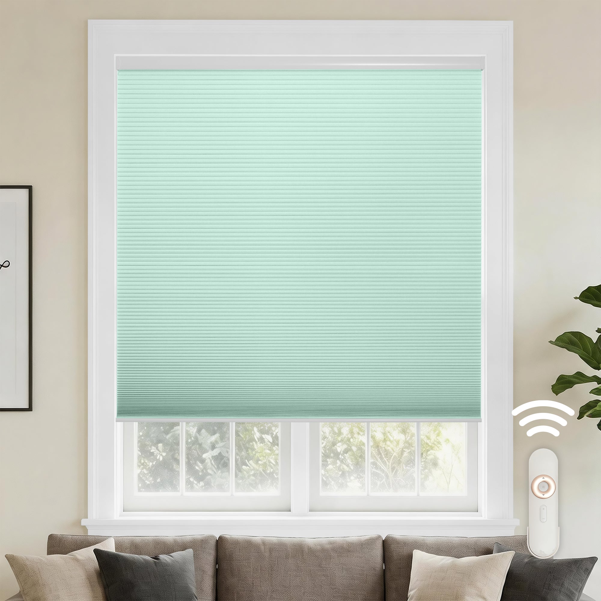 motorized cellular shades-blackout-color-aruba blue