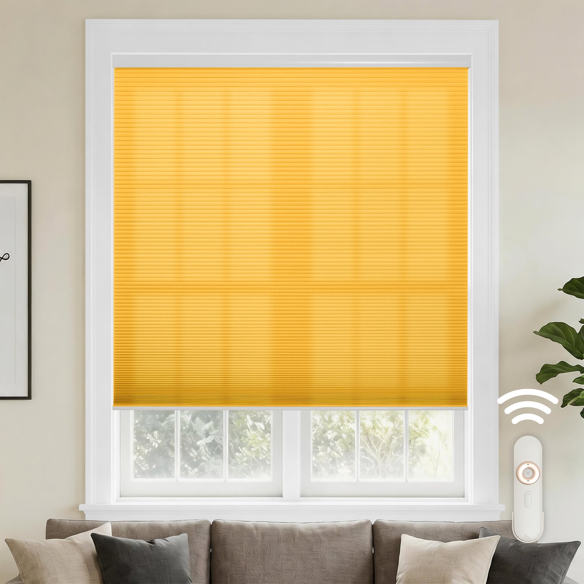 motorized cellular shades-light filtering-color-gold fusion