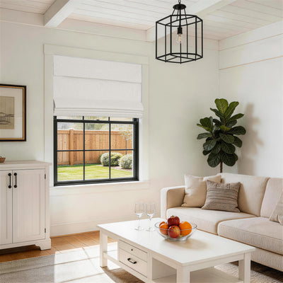 No Drill Blackout Faux Linen Roman Shades | Modern Farmhouse