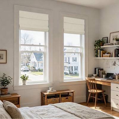 No Drill Modern Blackout Insulated Roman Shades I Minimalist
