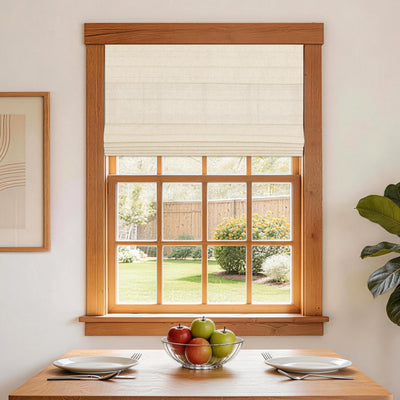 No Drill Light Filtering Faux Linen Roman Shades | Farmhouse