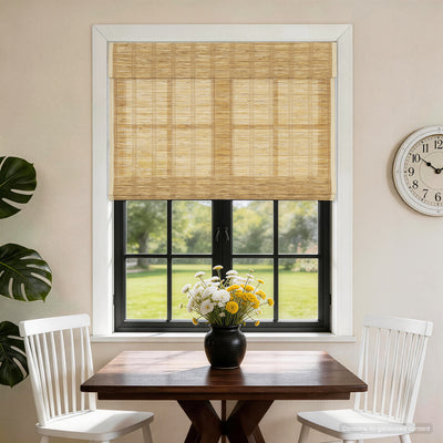 lay natural pure jute linen woven shades in a bright, elegant window-side setting with a calm modern classic and serene look | Hestia Blinds