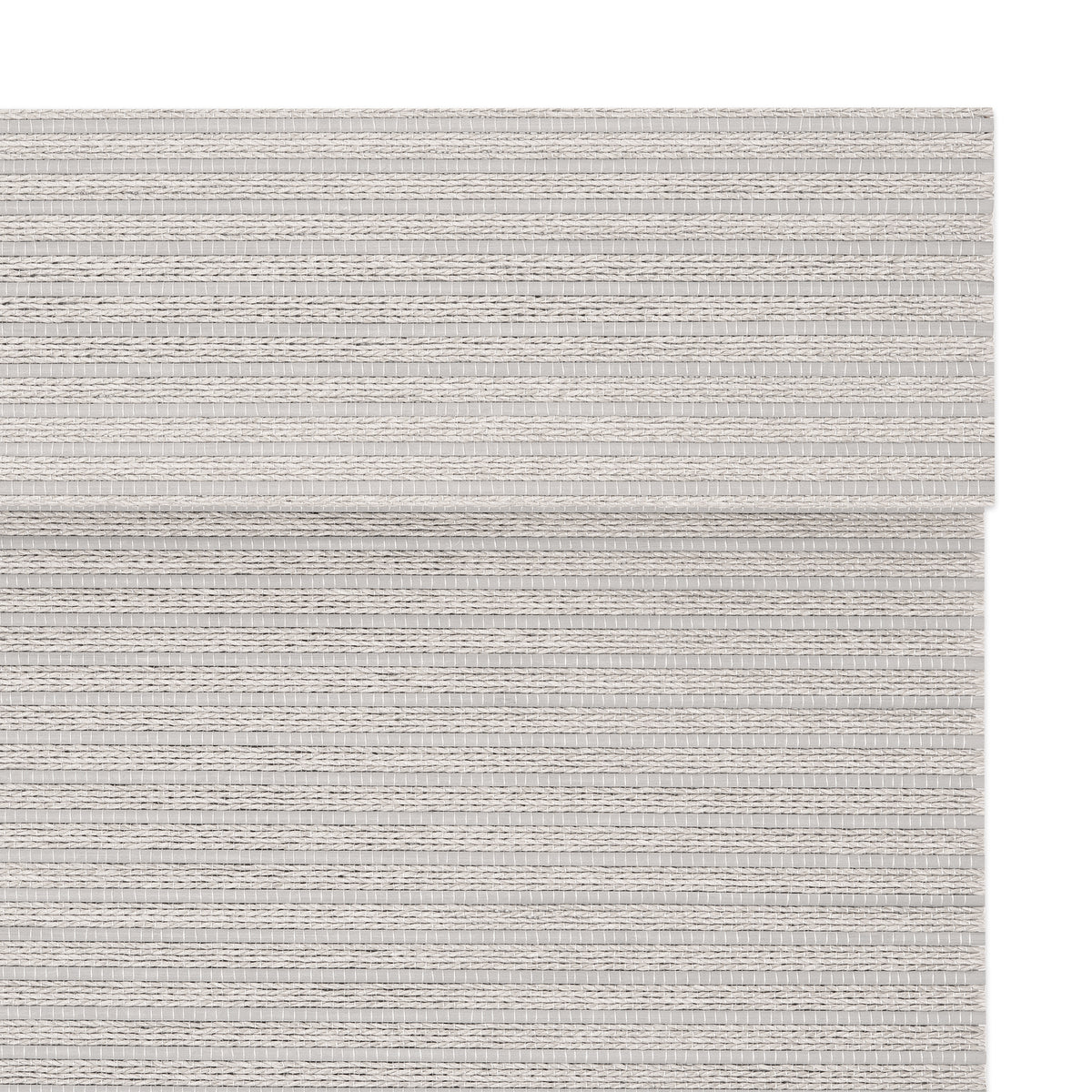 no drill cordless bamboo paper rope shades silver gray close-up of woven textile and fabric wrapped valance with fine detailing and smooth refined finish | Hestia Blinds